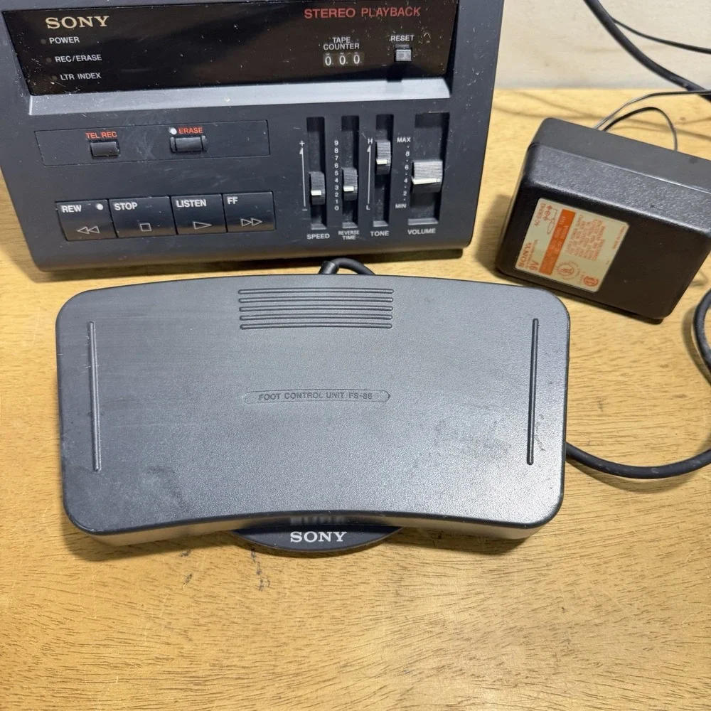 Sony BM-870ST MicroCassette Transcriber Recorder Foot Pedal FS-85 Japan Tested